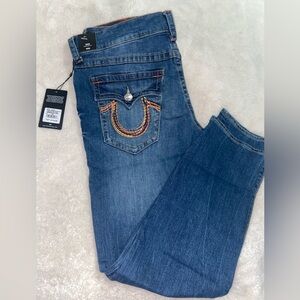 Men’s True Religion, Rocco rainbow stitch skinny jeans. Size 36